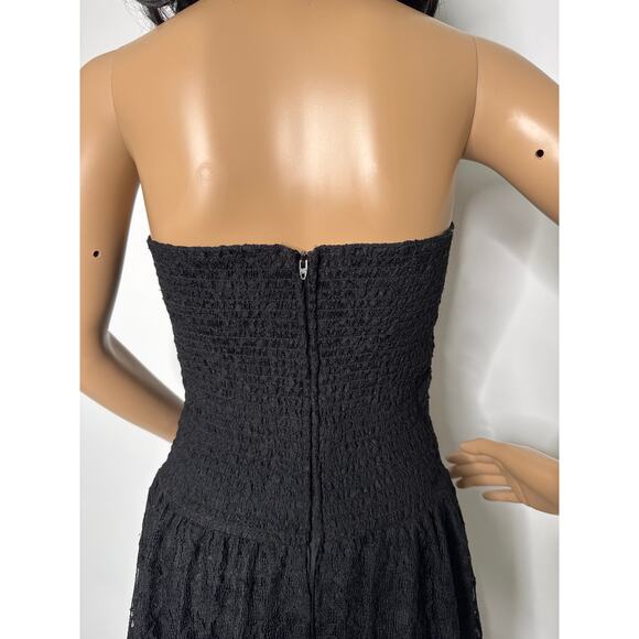 Vintage 80's Positively Ellyn Black Lace Strapless Beaded Smocked Dress small - Picture 11 of 17
